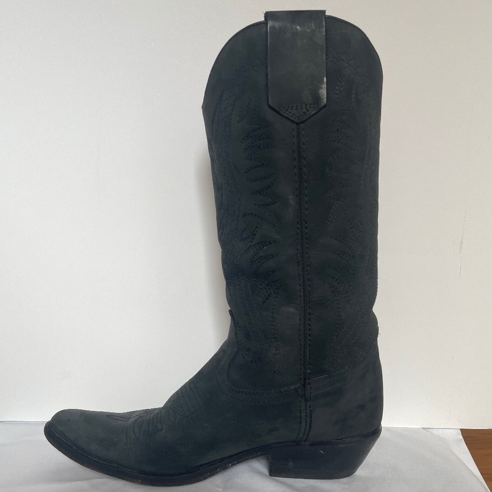 Bloomingdales Black Leather Cowboy Western Boots Sz 39